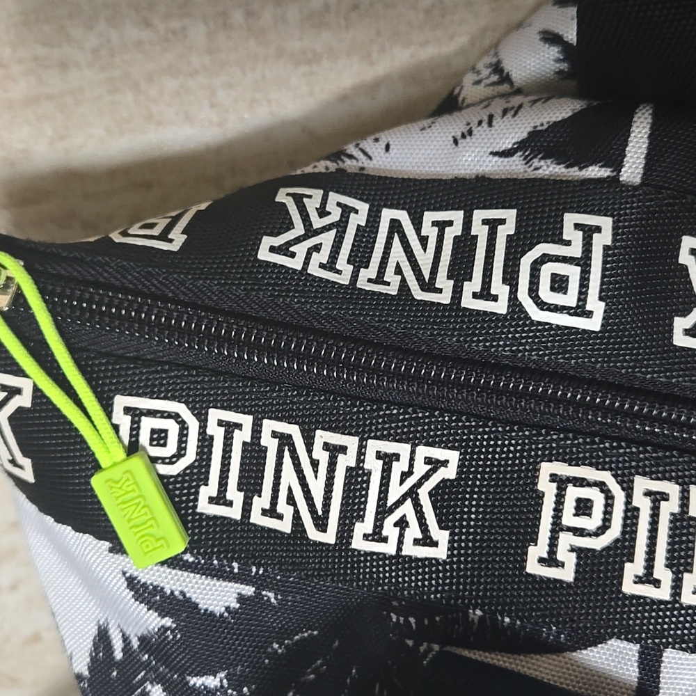 PINK Victoria's Secret Black/White Palm Tree Tote Bag - Picture 10 of 10